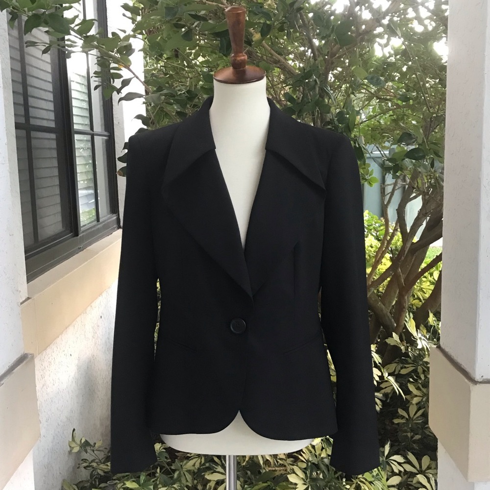 Lafayette 148 Black Wrap Collar career Blazer